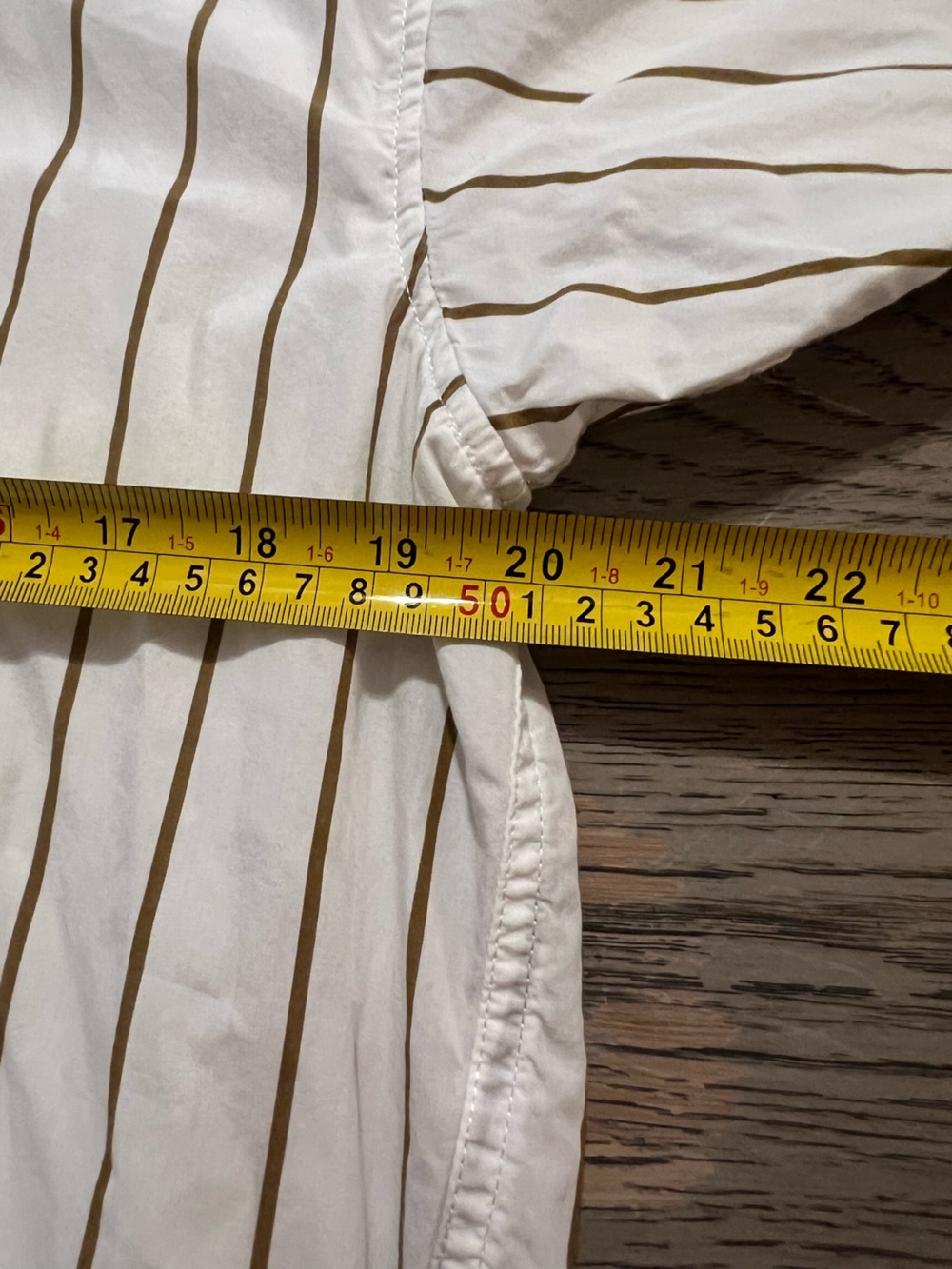 Vintage J. Crew White Button-Down Shirt with Brown Pinstripes - Picture 6 of 7